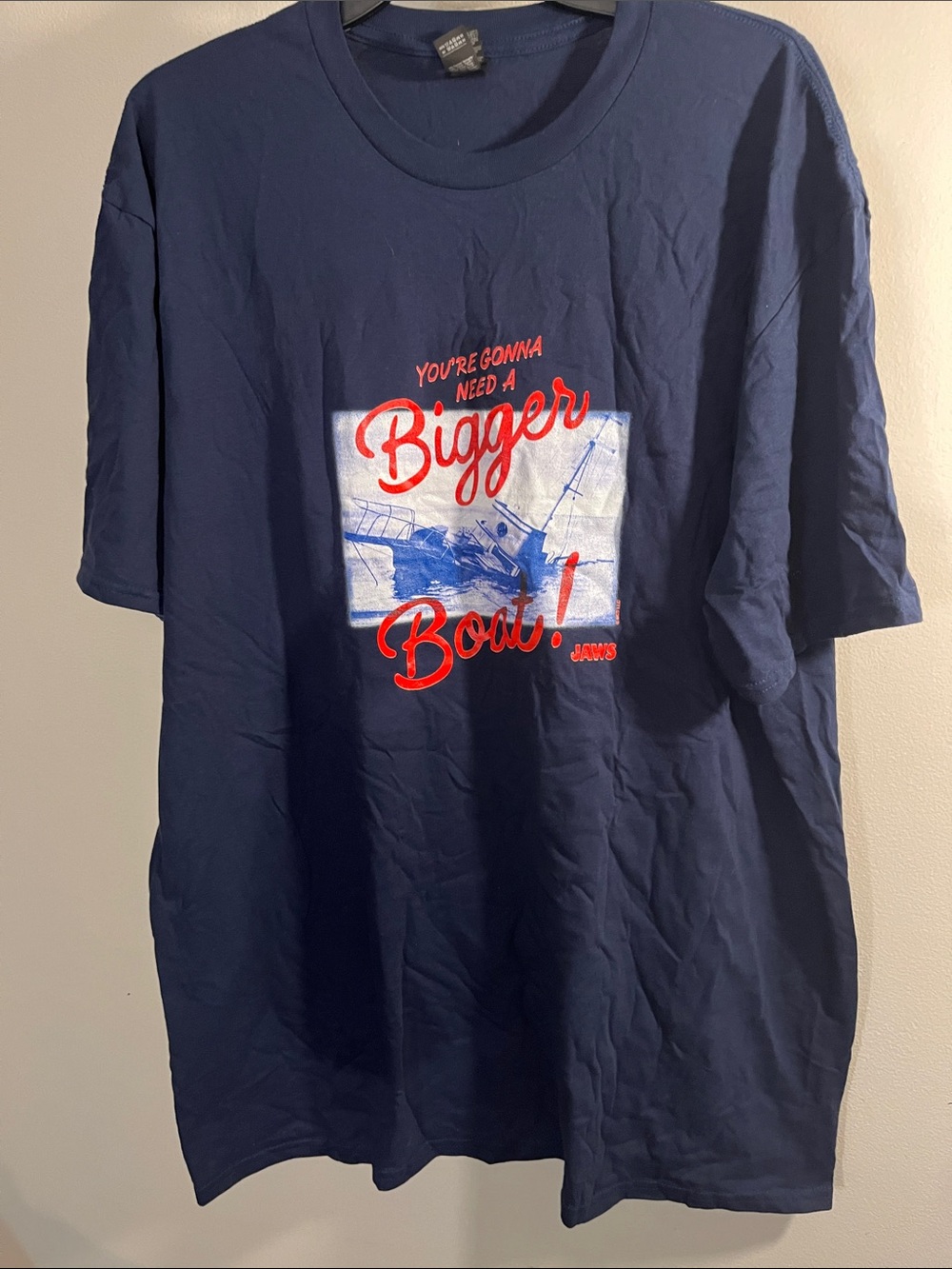 Gildan Navy Short-Sleeve Tee with Red & White Boat Graphic